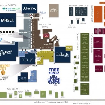 Eastwood Mall Ohio plan - map of store locations