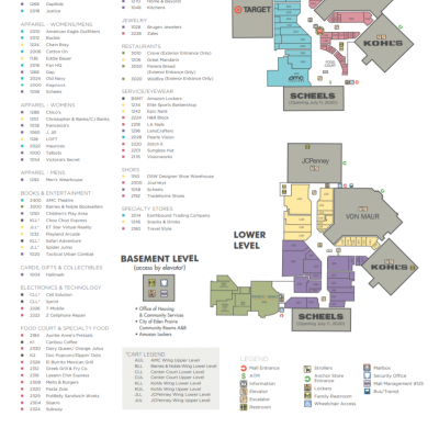 Eden Prairie Center plan - map of store locations
