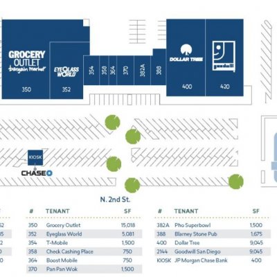 El Cajon Town and Country plan - map of store locations