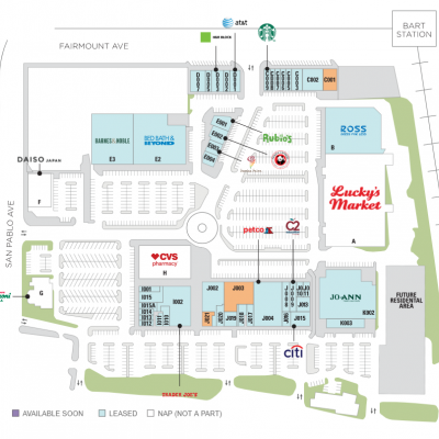 El Cerrito Plaza plan - map of store locations