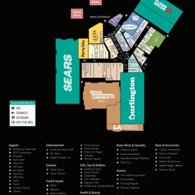 Everett Mall plan - map of store locations