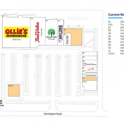 Farmington Crossroads plan - map of store locations