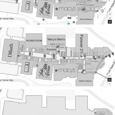Fashion Show plan - map of store locations