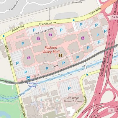 Fashion Valley plan - map of store locations