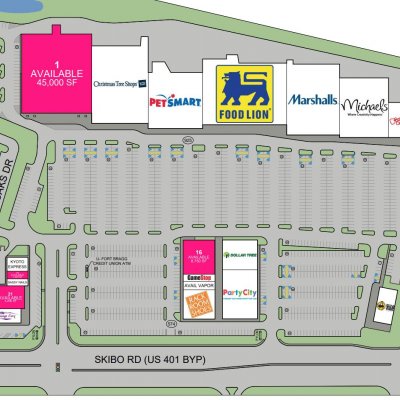 Fayetteville Pavilion plan - map of store locations
