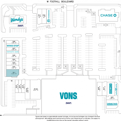 Foothill Park Plaza plan - map of store locations