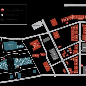 Friendly Center plan - map of store locations