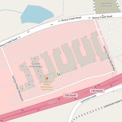 Gaffney Outlet Marketplace plan - map of store locations