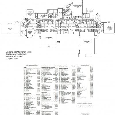 Galleria at Pittsburgh Mills plan - map of store locations