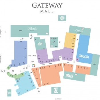 Gateway Mall - Lincoln plan - map of store locations