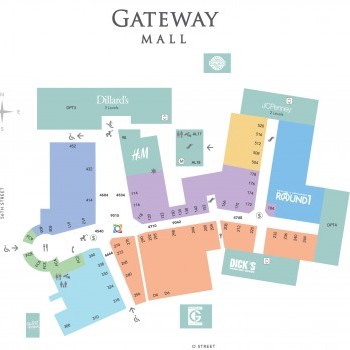 Gateway Mall - Lincoln plan - map of store locations