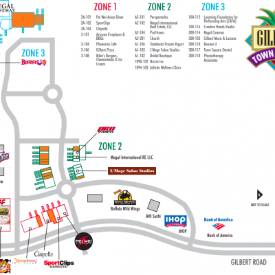 Gilbert Town Square plan - map of store locations