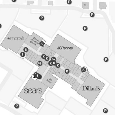 Grand Teton Mall plan - map of store locations