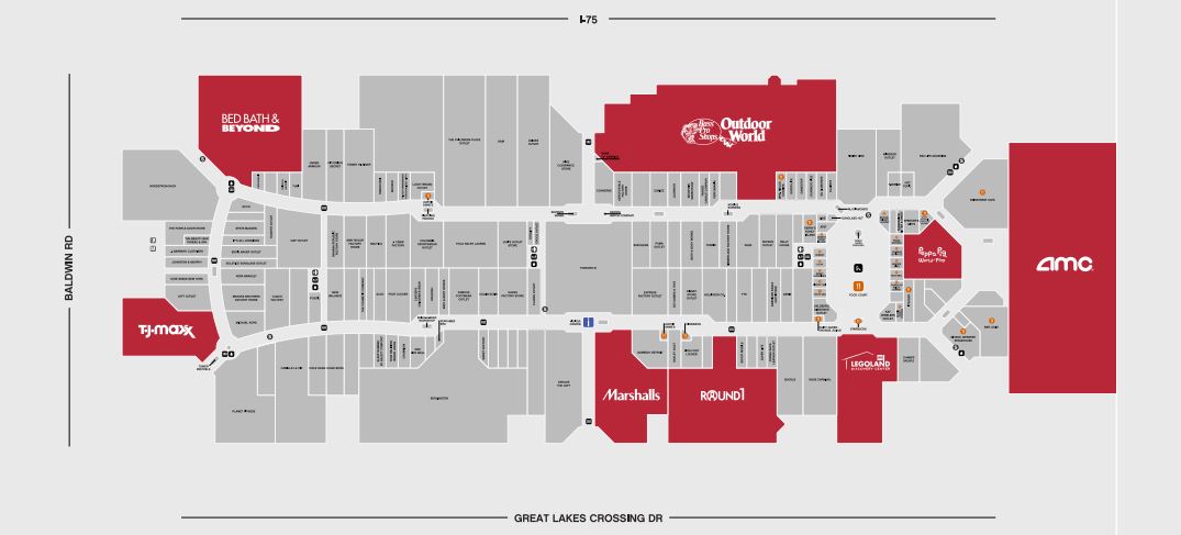 Great Lakes Crossing Map Great Lakes Crossing Outlets (152 Stores) - Shopping In Auburn - Hills,  Michigan Mi 48326 - Mallscenters