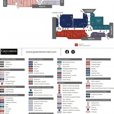 Greenbrier Mall plan - map of store locations