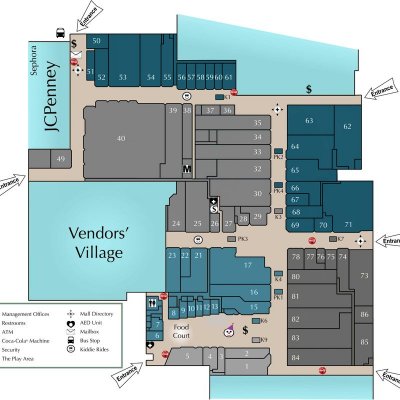 Haute City Center (Honey Creek Mall) plan - map of store locations