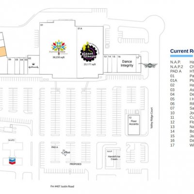 Highland Village Town Center plan - map of store locations