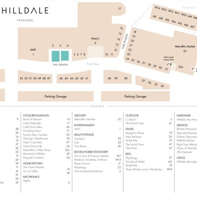 Hilldale Shopping Center plan - map of store locations