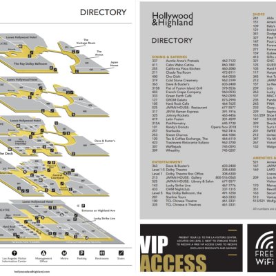 Hollywood and Highland Center plan - map of store locations