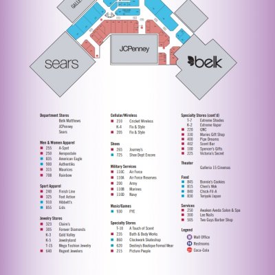 Houston County Galleria plan - map of store locations