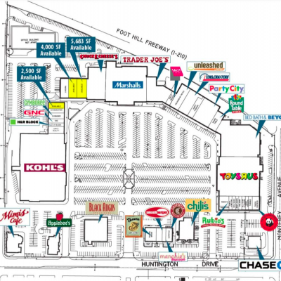 Huntington Oaks Center plan - map of store locations