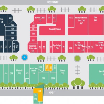 Inwood Village plan - map of store locations