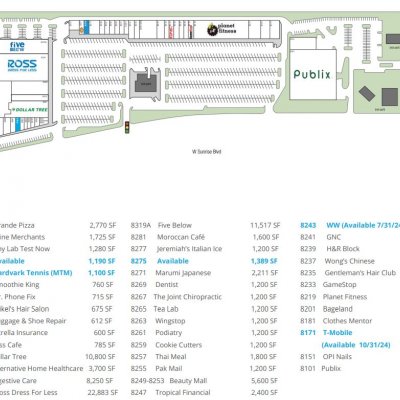 Jacaranda Plaza plan - map of store locations