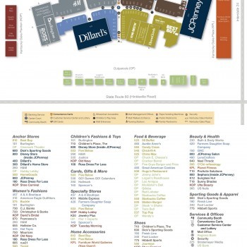 Kentucky Oaks Mall plan - map of store locations