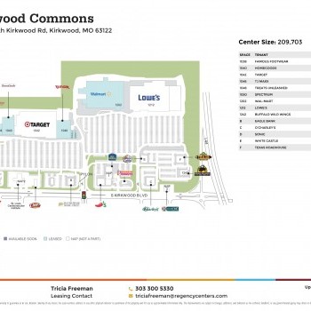 Kirkwood Commons plan - map of store locations