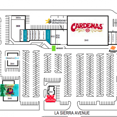 La Sierra Plaza plan - map of store locations