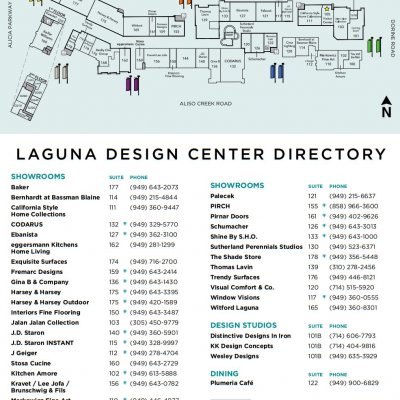 Laguna Design Center plan - map of store locations