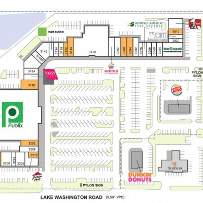 Lake Washington Crossing plan - map of store locations