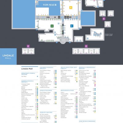 Lindale Mall plan - map of store locations