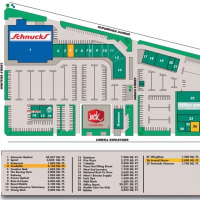 Lindell Marketplace plan - map of store locations