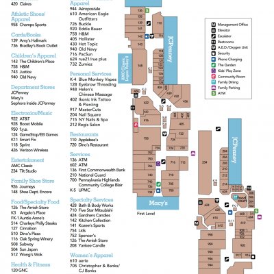 Logan Valley Mall plan - map of store locations