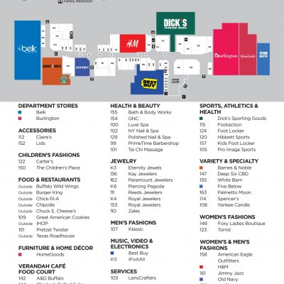 Magnolia Mall plan - map of store locations