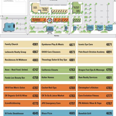 Mainstreet at Midtown plan - map of store locations