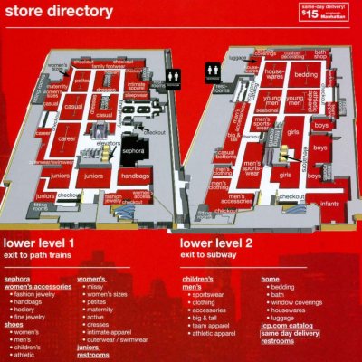 Manhattan Mall plan - map of store locations