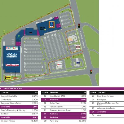 Maple Park Place plan - map of store locations