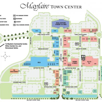 Mayfaire Town Center plan - map of store locations