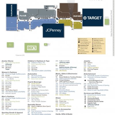 Meadowbrook Mall plan - map of store locations