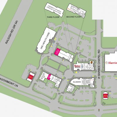 Meadowmont Village plan - map of store locations