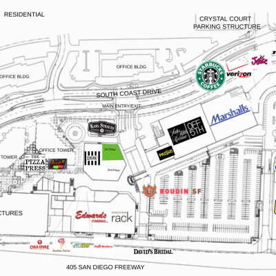 Metro Pointe at South Coast plan - map of store locations
