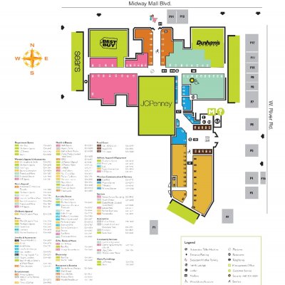 Midway Mall plan - map of store locations