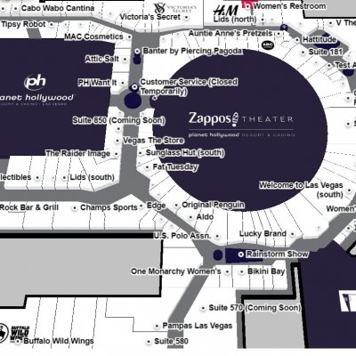 Miracle Mile Shops plan - map of store locations