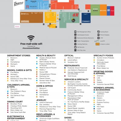 Moorestown Mall plan - map of store locations
