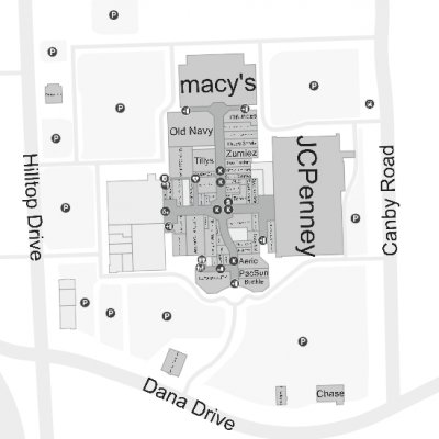 Mt Shasta Mall plan - map of store locations