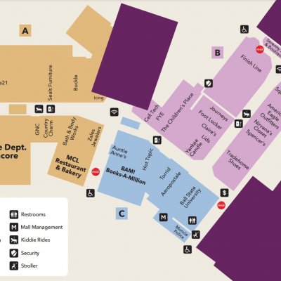 Muncie Mall plan - map of store locations