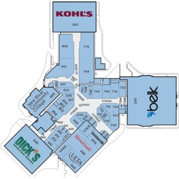 New River Valley Mall plan - map of store locations