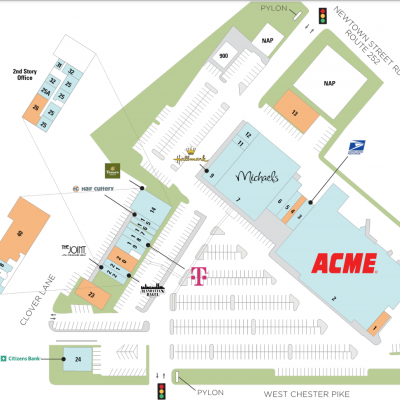 Newtown Square Shopping Center plan - map of store locations